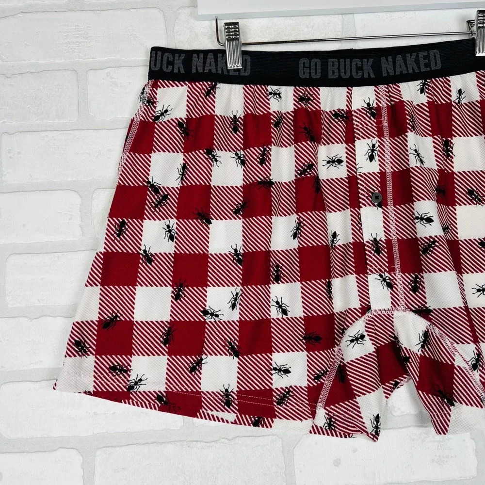 Duluth Trading Co Go Buck Naked Boxer Briefs Red Buffalo Plaid Ants Mens XXL